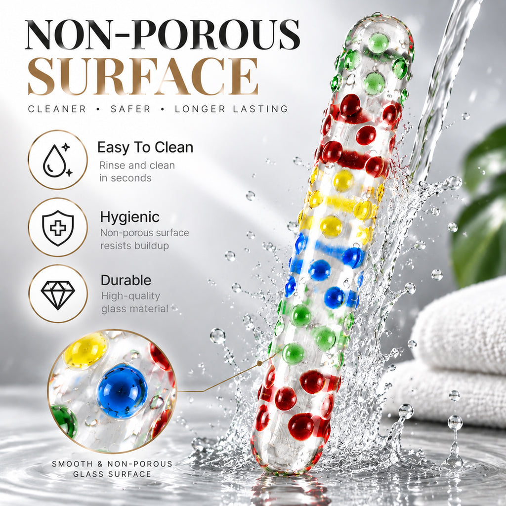 6.73-Inch Colorful Glass Massage Wand – Polka Dot Design & Smooth Surface