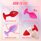 3-Piece Colorful Silicone Anal Plug Set – Graduated Sizes with Crystal Jewel Bases