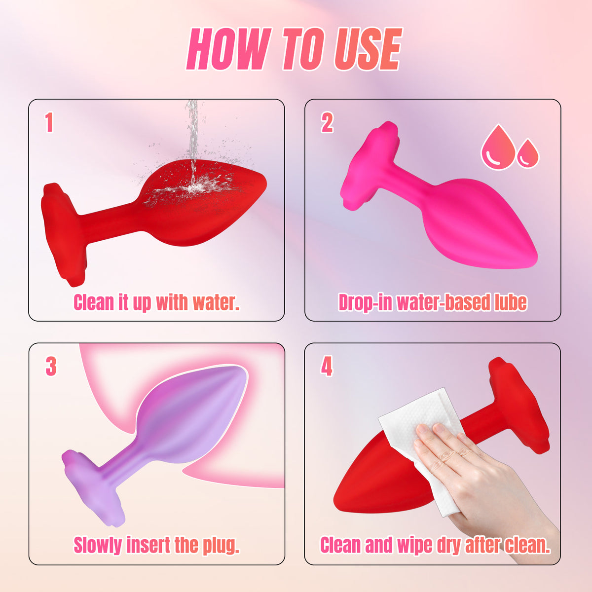 3-Piece Colorful Silicone Anal Plug Set – Graduated Sizes with Crystal Jewel Bases