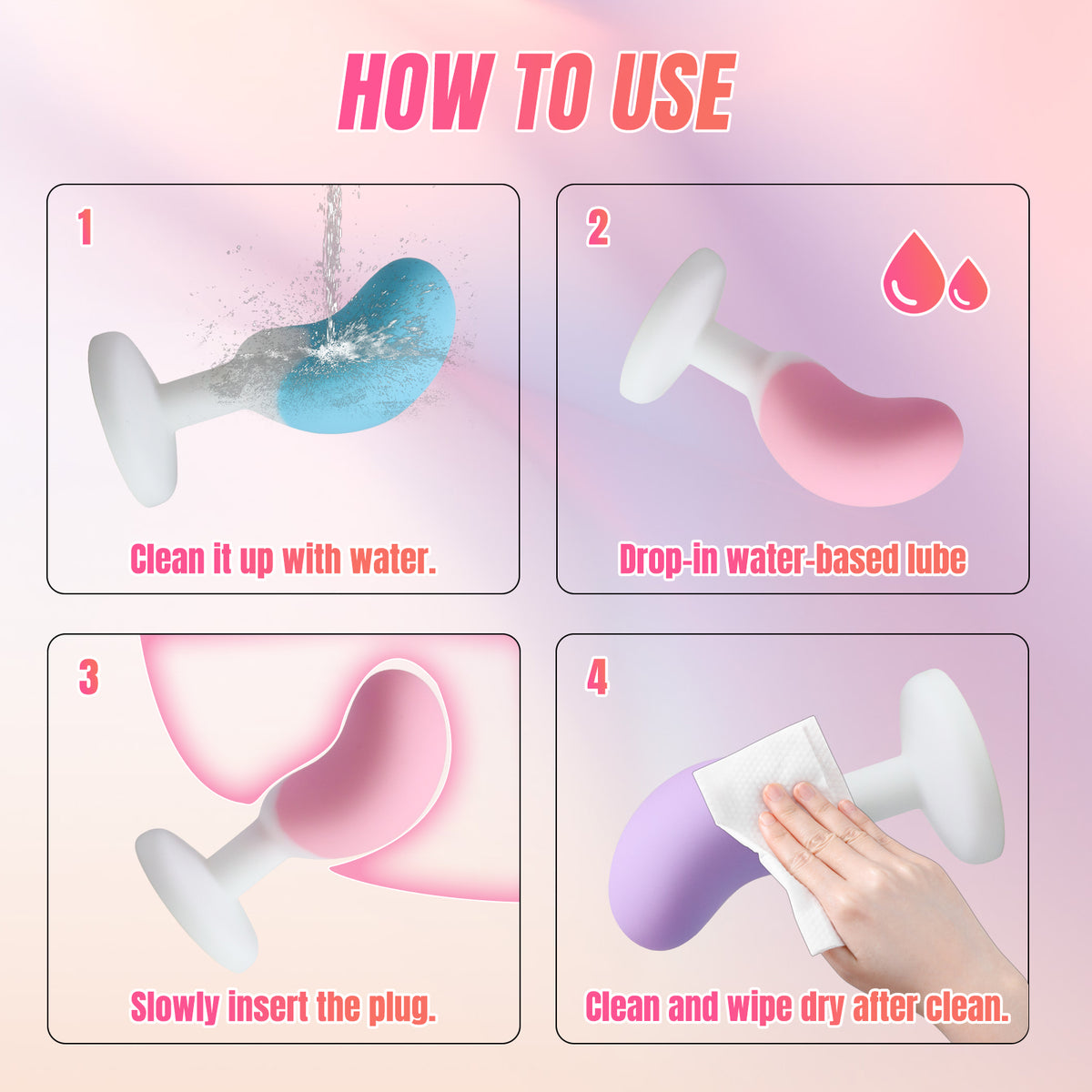 3-Piece Curved Silicone Anal Plug Set – Graduated Sizes with Jewel Bases