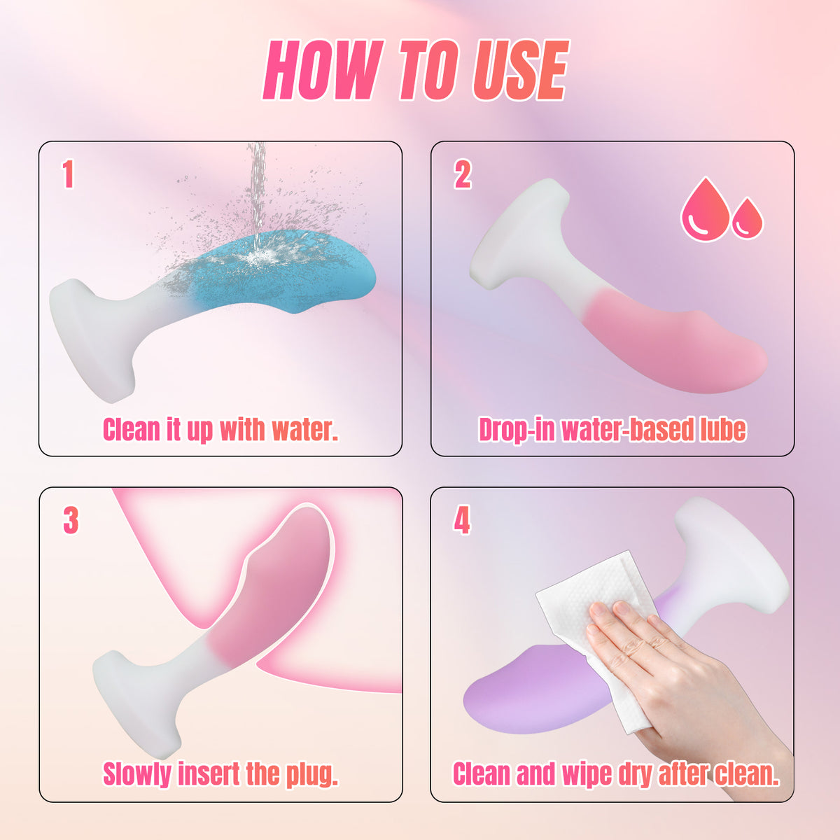 3-Piece Curved Silicone Anal Plug Set – Graduated Sizes with Crystal Jewel Bases