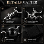 Adjustable PU Leather Collar & Wrist Cuff Set – Metal Chain with Ball Gag