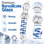 7.48-Inch Clear Glass Dildo – Spiral Textured Double-Ended Design