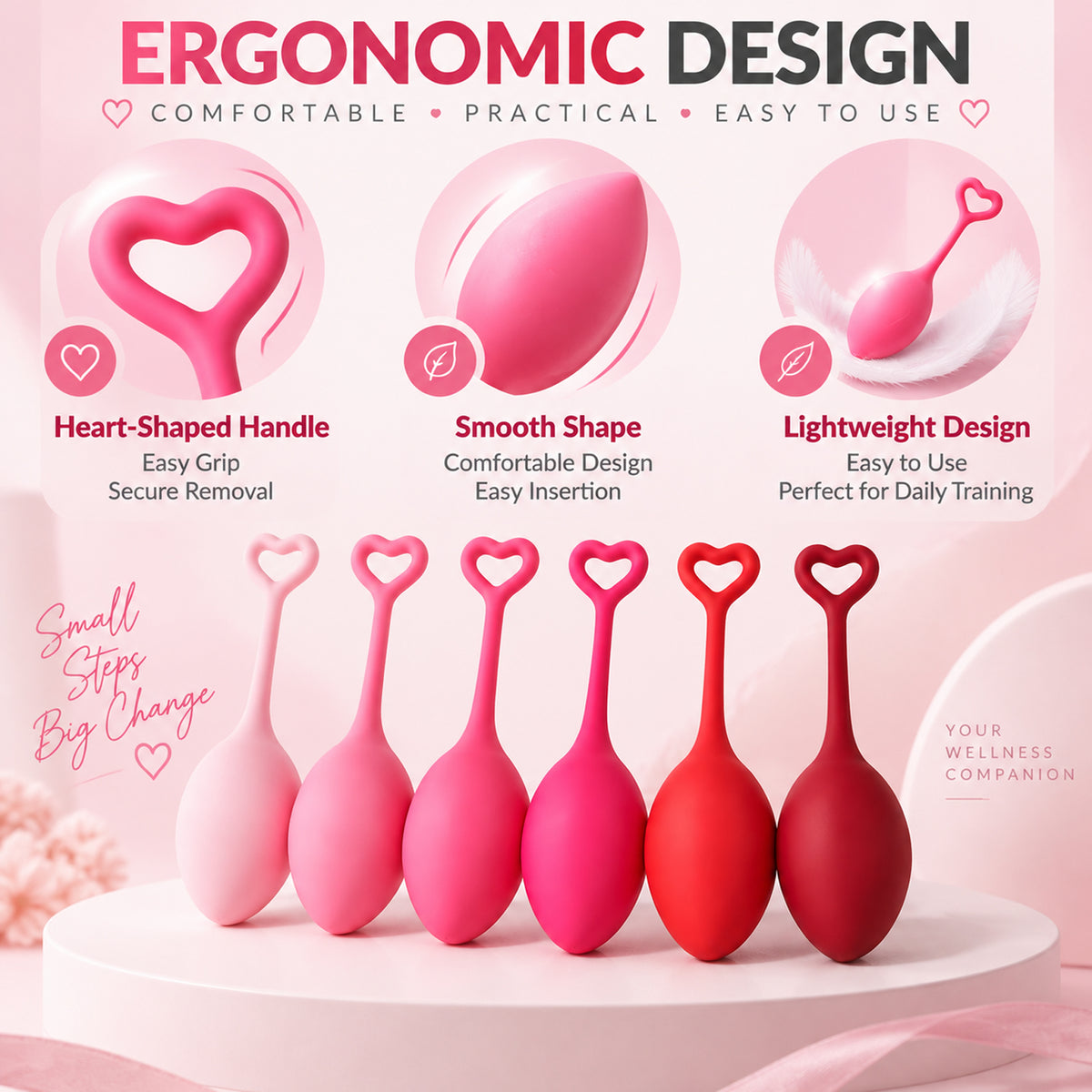 6-Piece Kegel Weight Set for Women – Silicone Pelvic Floor Exercisers with Progressive Training