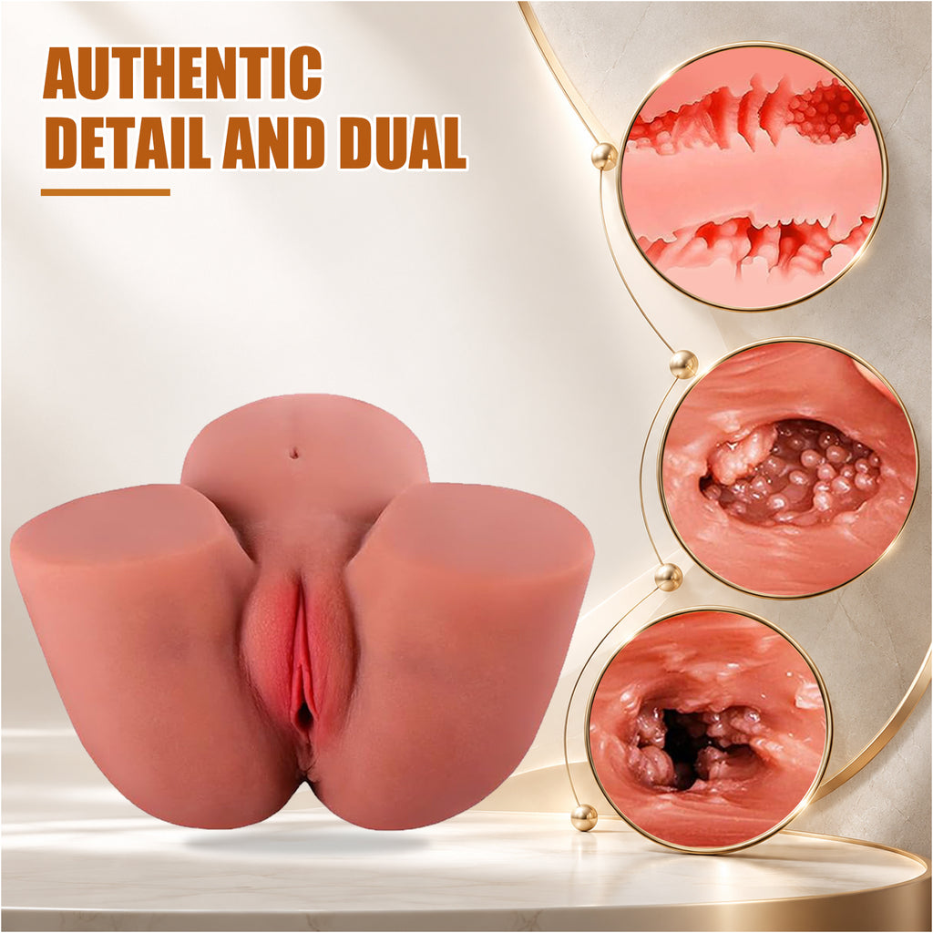 2-in-1 TPE Butt Masturbator with Dual Channels