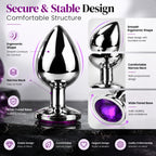 3-Piece Metal Anal Plug Set with Colorful Jewel Bases