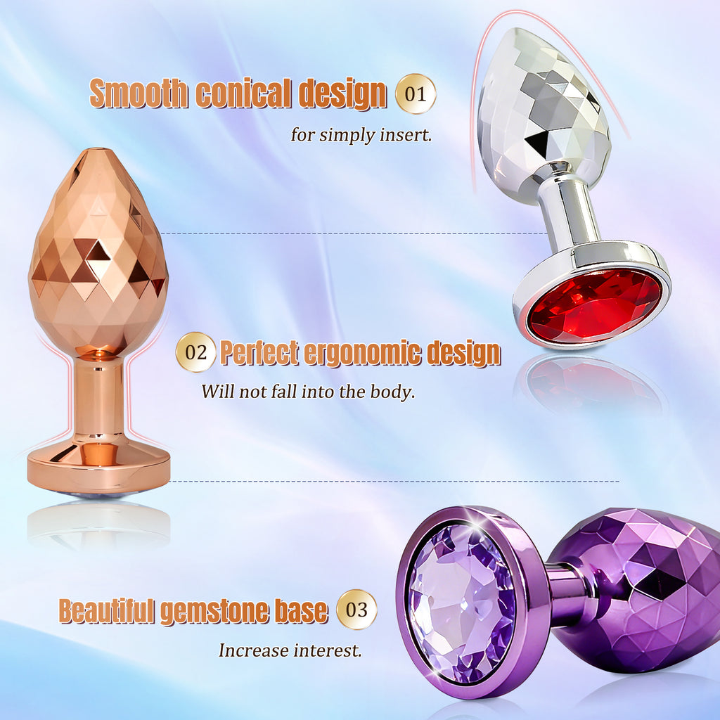 3-Piece Stainless Steel Crystal Anal Plug Set - image 4