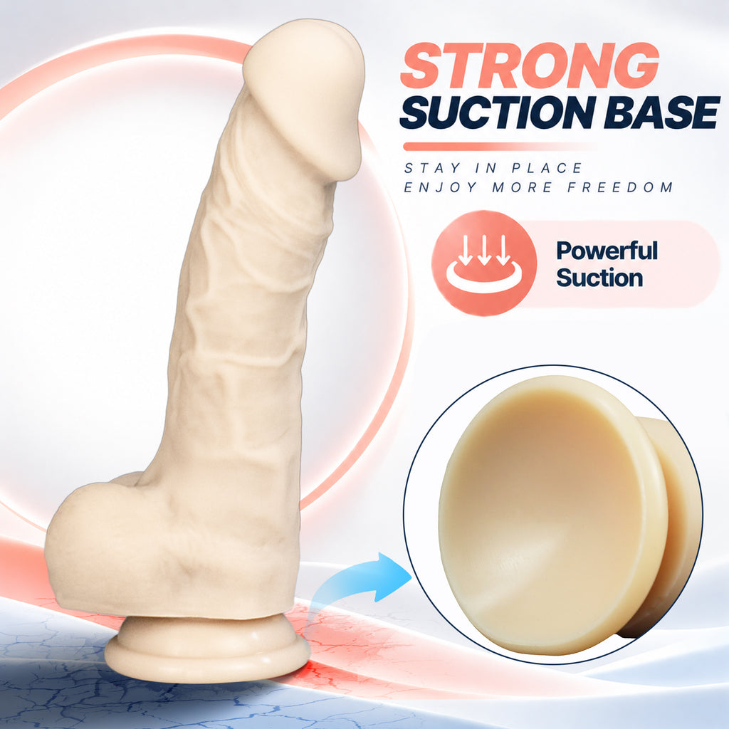 7.87-Inch Curved Silicone Dildo with Suction Cup