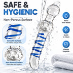 7.48-Inch Clear Glass Dildo – Spiral Textured Double-Ended Design