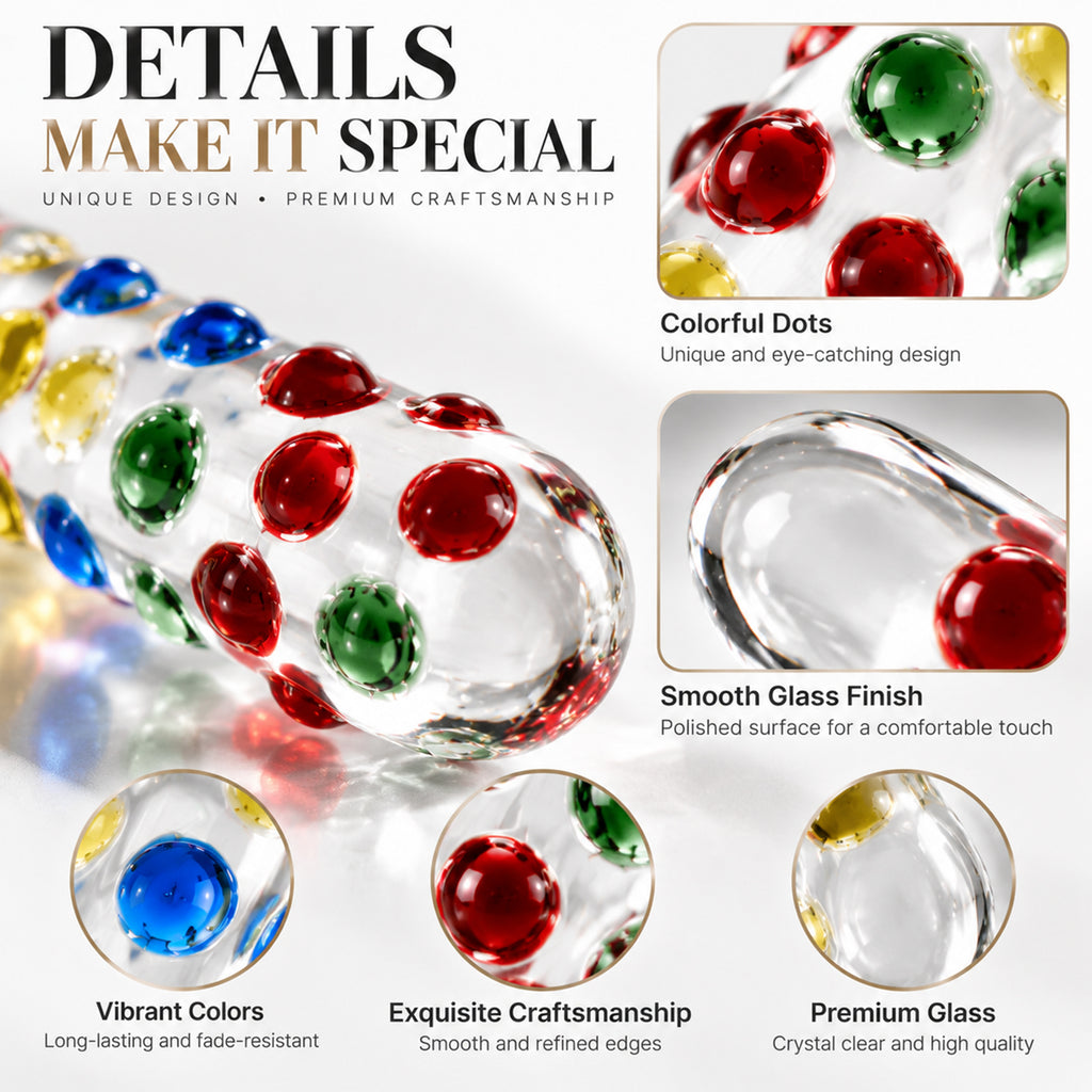 6.73-Inch Colorful Glass Massage Wand – Polka Dot Design & Smooth Surface