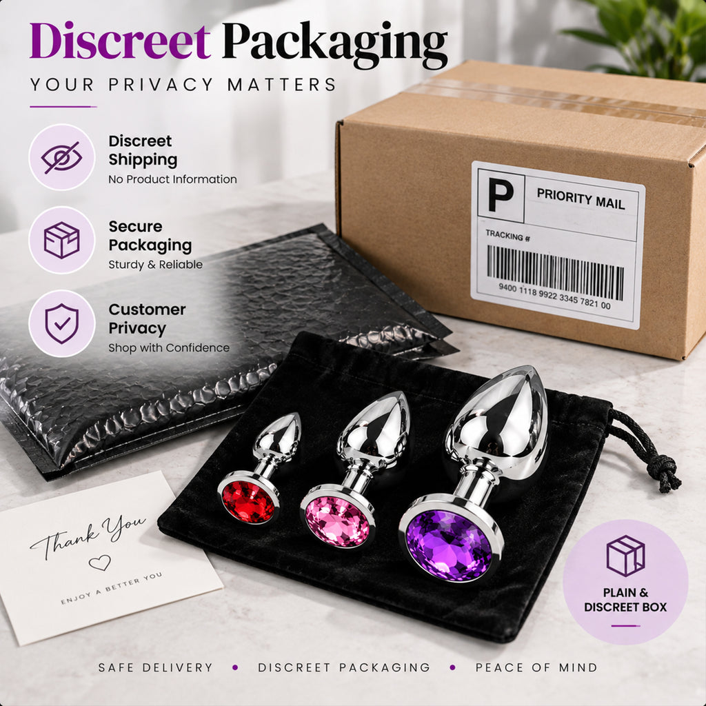 3-Piece Metal Anal Plug Set with Colorful Jewel Bases