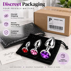 3-Piece Metal Anal Plug Set with Colorful Jewel Bases