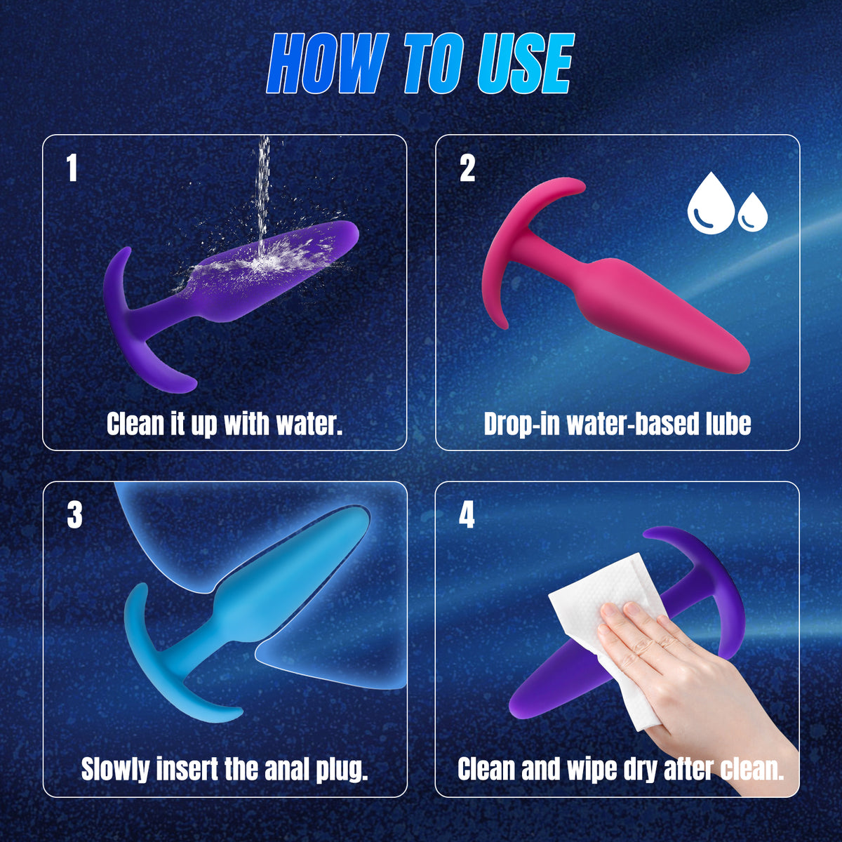 3-Piece Color Swirl Silicone Anal Plug Set - image 7