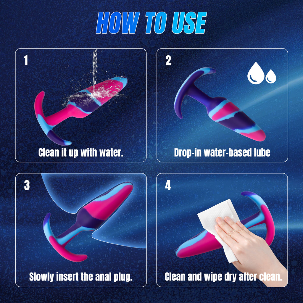 3-Piece Silicone Anal Plug Set – Graduated Sizes with Flared Bases & Multicolor Design