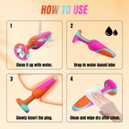 3-Piece Silicone Anal Plug Set with Jewel Bases