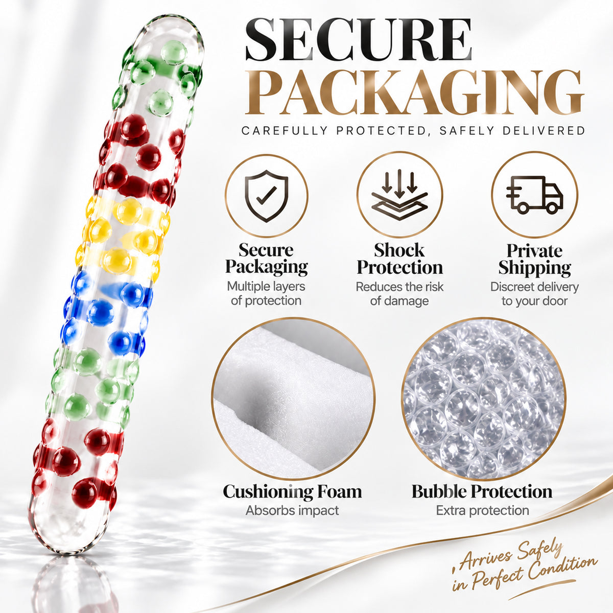 6.73-Inch Colorful Glass Massage Wand – Polka Dot Design & Smooth Surface