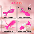 3-Piece Rose Pink Silicone Anal Plug Set – Graduated Sizes with Crystal Jewel Bases