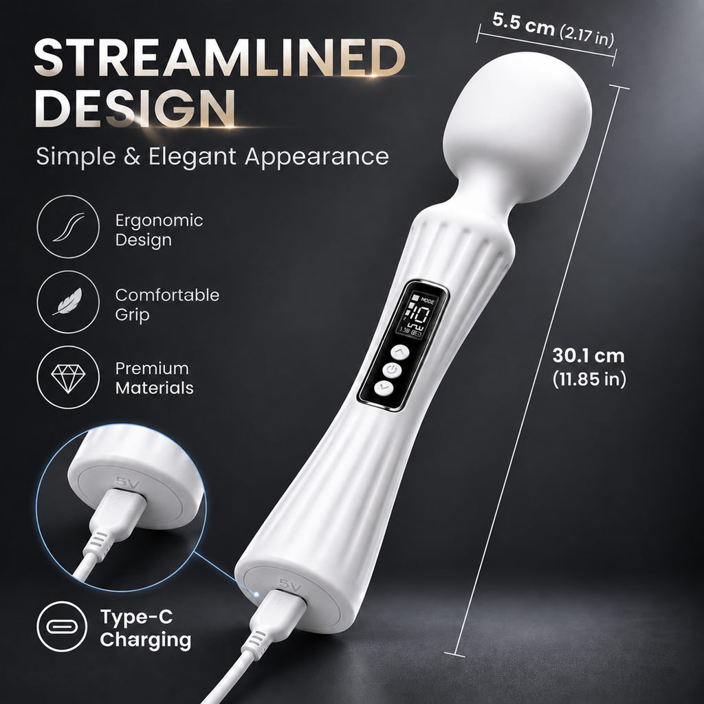 Rechargeable Vibrating Massage Wand with LCD Display