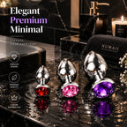3-Piece Metal Anal Plug Set with Colorful Jewel Bases