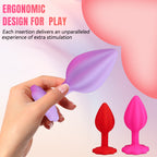 3-Piece Colorful Silicone Anal Plug Set – Graduated Sizes with Crystal Jewel Bases