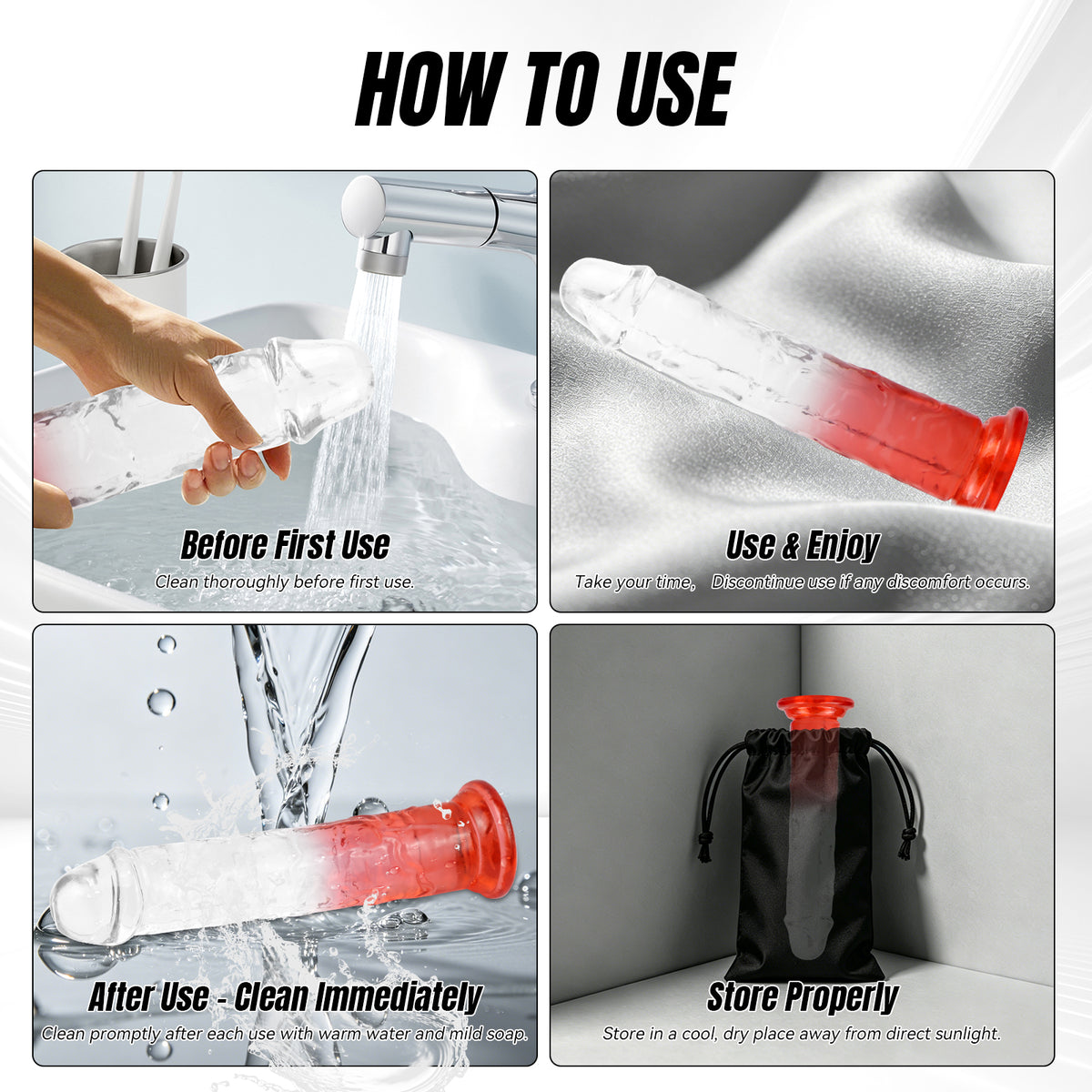 3-Piece Clear TPE Dildo Set with Suction Bases - image 7