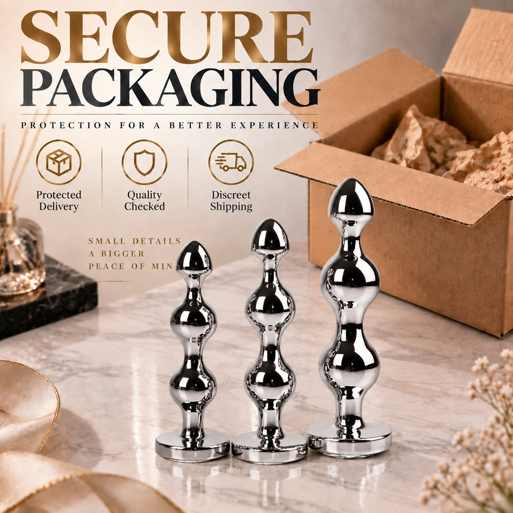 3-Piece Jeweled Metal Anal Plug Set – Silver Finish, 3 Graduated Sizes