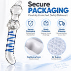 7.48-Inch Clear Glass Dildo – Spiral Textured Double-Ended Design