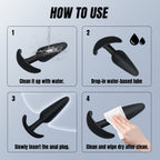 3-Piece Black Silicone Anal Plug Set – Graduated Sizes with Flared Bases