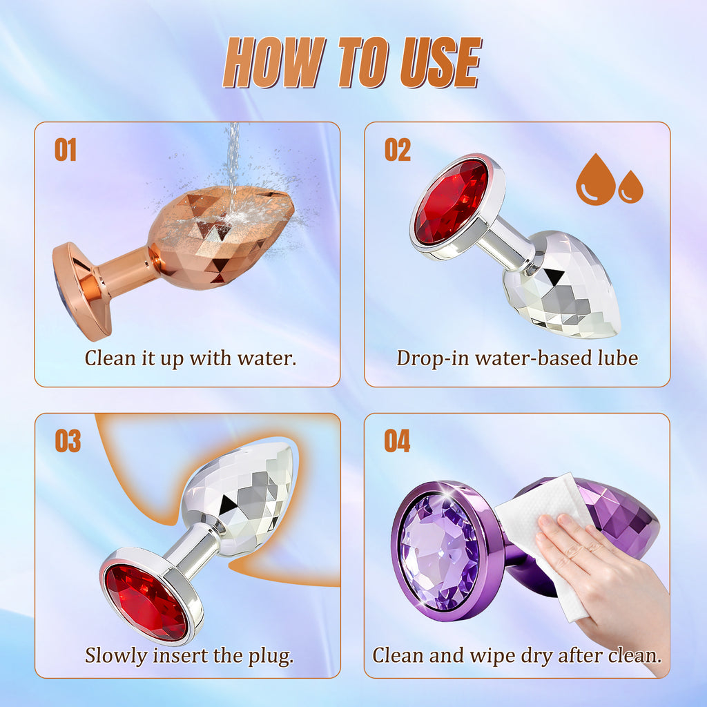 3-Piece Stainless Steel Crystal Anal Plug Set - image 7