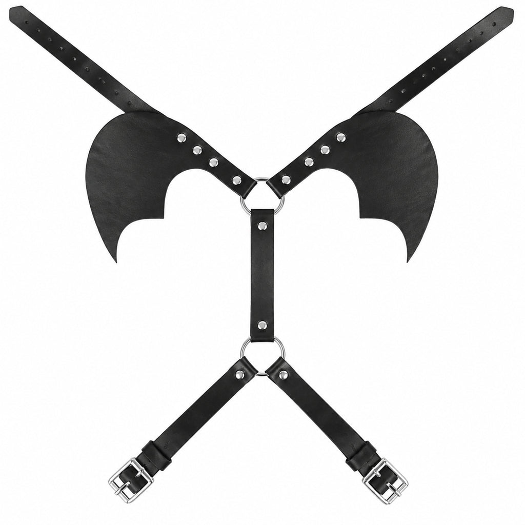 Black PU Leather Bat Wing Harness – Adjustable Unisex Halloween Costume