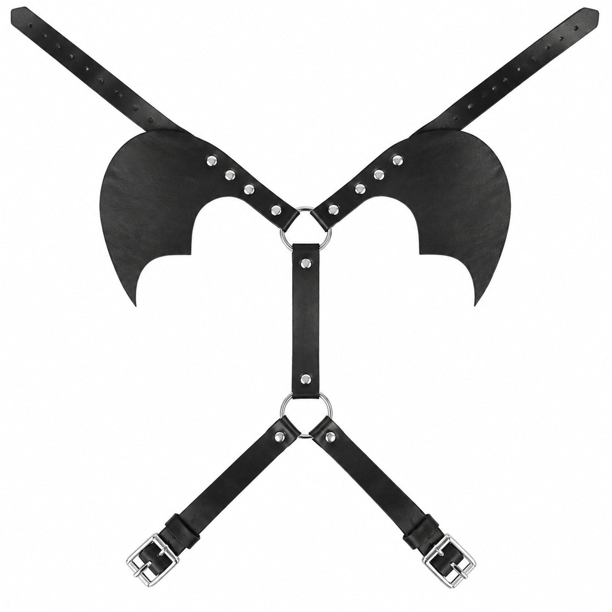 Black PU Leather Bat Wing Harness – Adjustable Unisex Halloween Costume