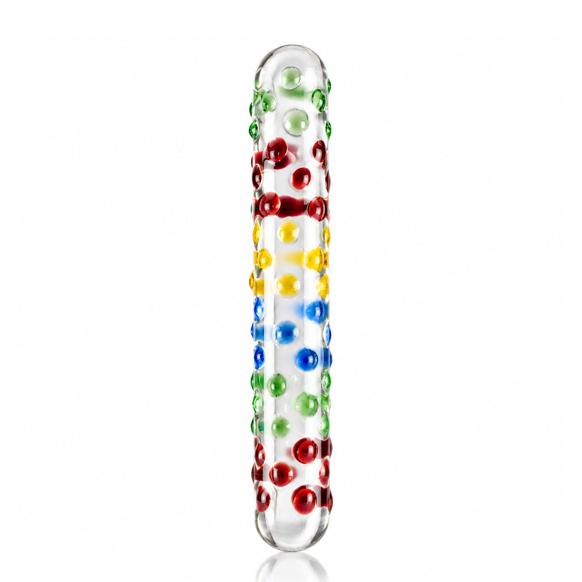 6.73-Inch Colorful Glass Massage Wand – Polka Dot Design & Smooth Surface