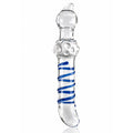7.48-Inch Clear Glass Dildo with Blue Spiral