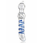 7.48-Inch Clear Glass Dildo with Blue Spiral