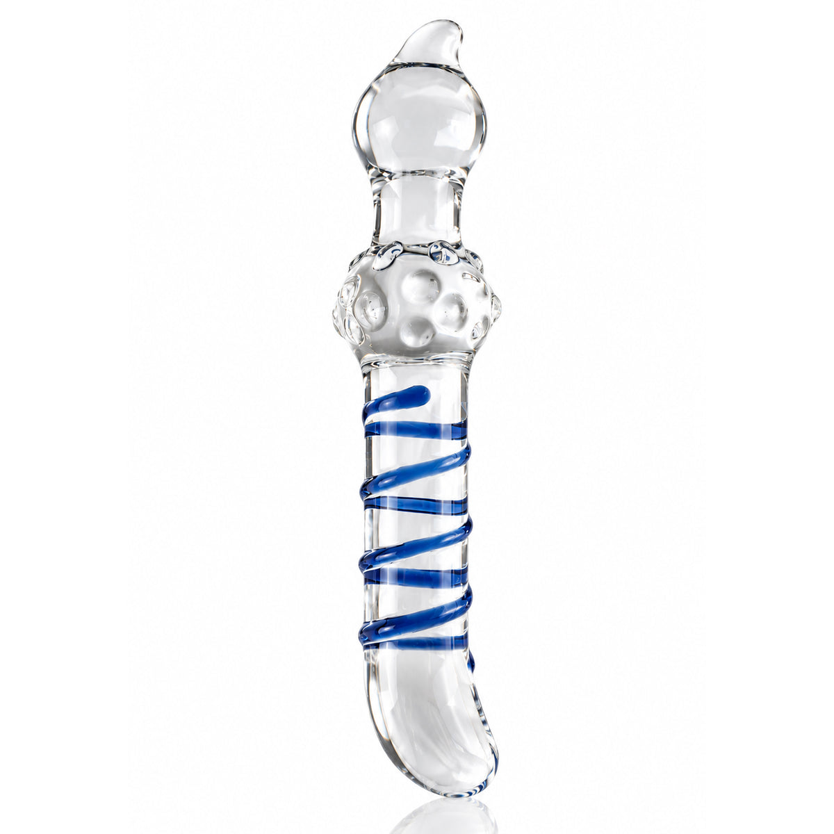 7.48-Inch Clear Glass Dildo with Blue Spiral