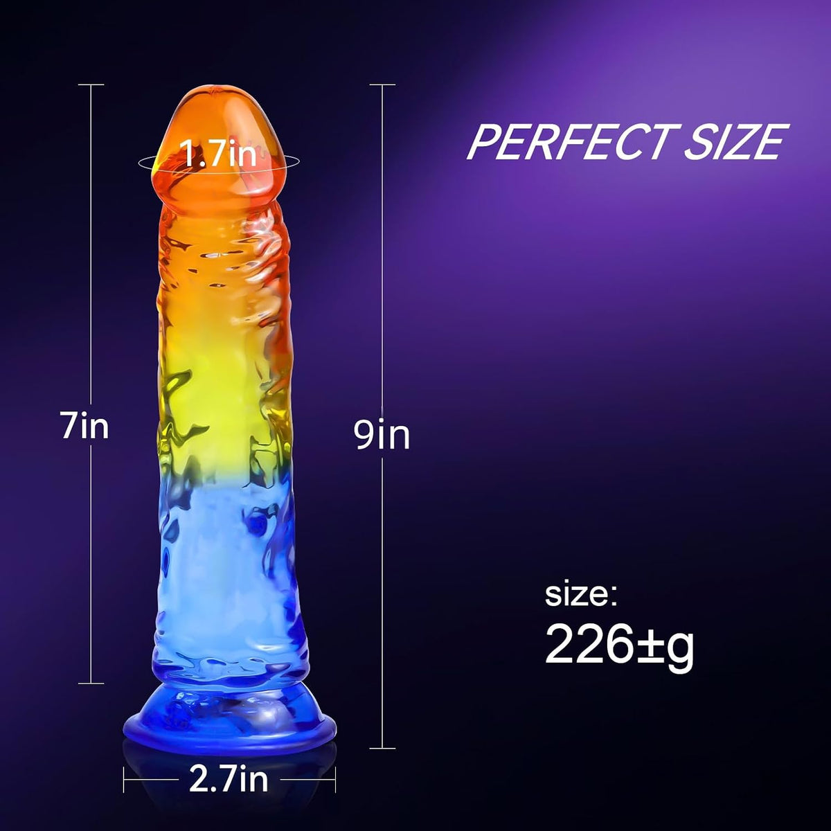 9-Inch Color Swirl Silicone Dildo with Suction Base - image 2