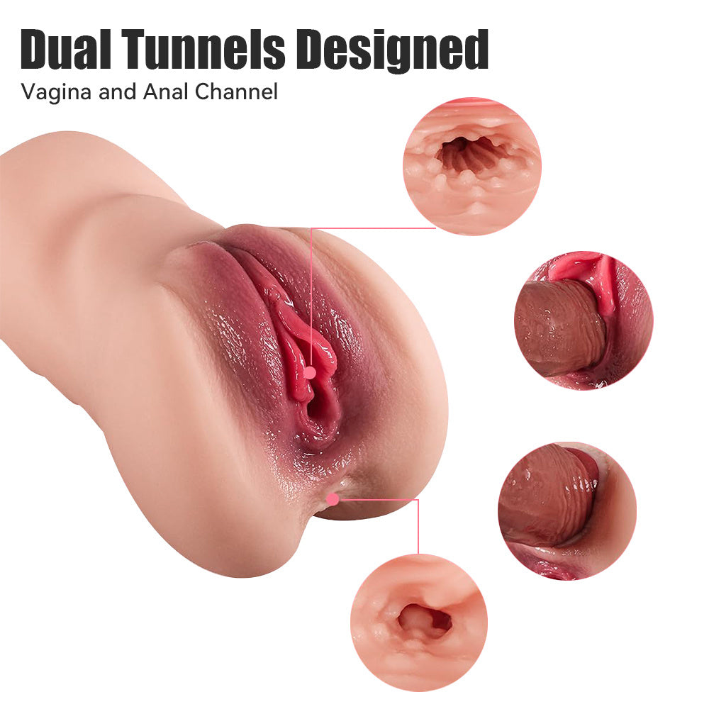 2-in-1 TPE Torso Masturbator with Dual Channels