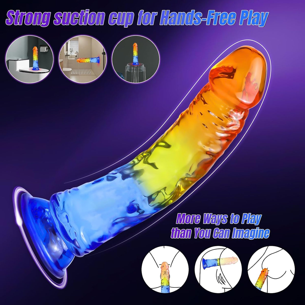 9-Inch Color Swirl Silicone Dildo with Suction Base - image 4