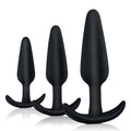 3-Piece Black Silicone Anal Plug Set – Graduated Sizes with Flared Bases